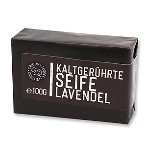 Kaltgerührte Seife 100g schwarz verpackt "Black Edition", Lavendel 