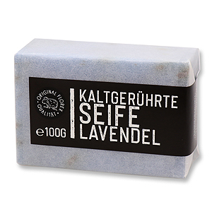 Kaltgerührte Seife 100g weiß verpackt "Black Edition", Lavendel 