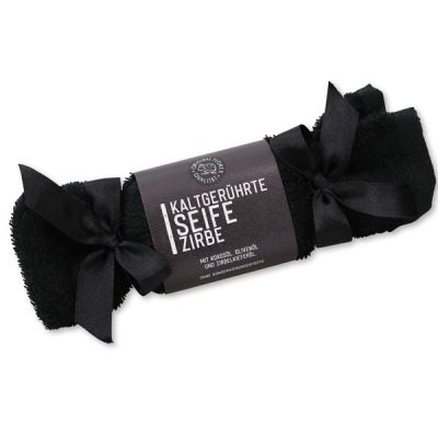 Cold-stirred soap 100g in a washing cloth black "Black Edition", Swiss pine 