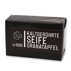 Kaltgerührte Seife 100g schwarz verpackt "Black Edition", Granatapfel 