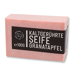 Kaltgerührte Seife 100g weiß verpackt "Black Edition", Granatapfel 