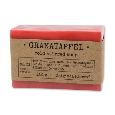 Kaltgerührte Seife 100g in Cello "Pure Soaps", Granatapfel 