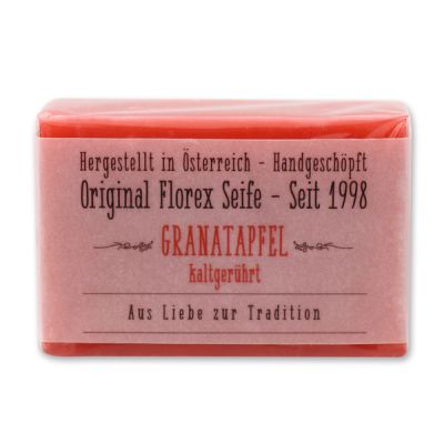 Kaltgerührte Seife 100g in Cello "Aus Liebe zur Tradition", Granatapfel 