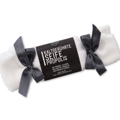 Cold-stirred special soap 100g in a washing cloth white "Black Edition", Propolis 