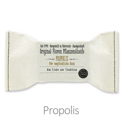 Kaltgerührte Spezialseife 100g im genähten Papierbeutel "Aus Liebe zur Tradition", Propolis 
