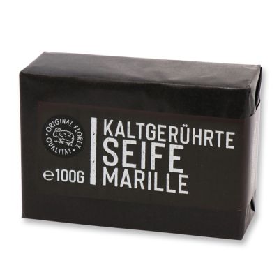 Kaltgerührte Seife 100g schwarz verpackt "Black Edition", Marille 