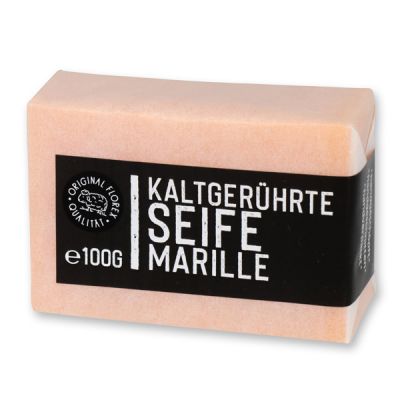 Kaltgerührte Seife 100g weiß verpackt "Black Edition", Marille 