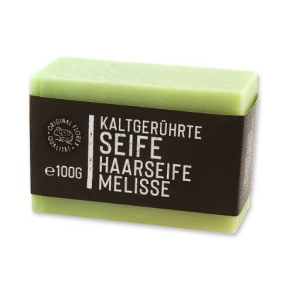 Kaltgerührte Spezialseife 100g "Black Edition", Haarseife Melisse 