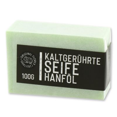 Kaltgerührte Spezialseife 100g weiß verpackt "Black Edition", Hanföl 