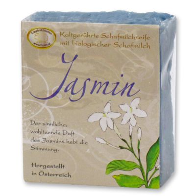 Kaltgerührte Schafmilchseife 150g klassisch verpackt, Jasmin 