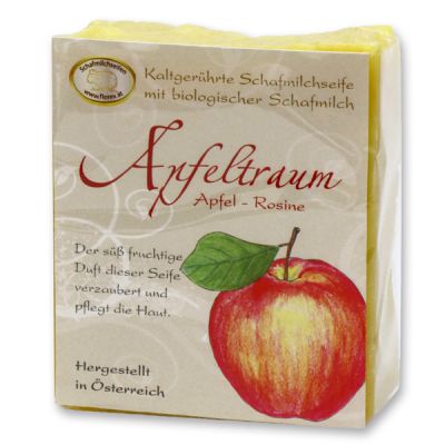 Kaltgerührte Schafmilchseife 150g klassisch verpackt, Apfeltraum 