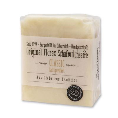 Cold-stirred sheep milk soap 150g in cello wrapped with transparent paper, Classic 