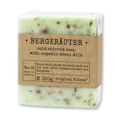 Kaltgerührte Schafmilchseife 150g in Cello "Pure Soaps", Bergkräuter 