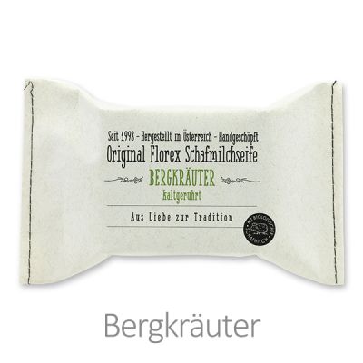 Cold-stirred sheep milk soap 150g packed in a stitched paper bag, Herbs 