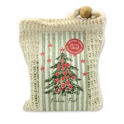 Handcrafted sheep milk soap 150g packed in a soap holder "Colourful Holidays motif 10", Verbena 