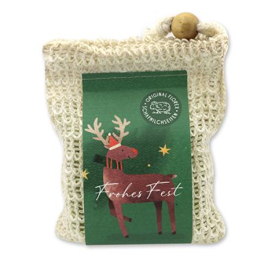Handcrafted sheep milk soap 150g packed in a soap holder "Colourful Holidays motif 14", Verbena 