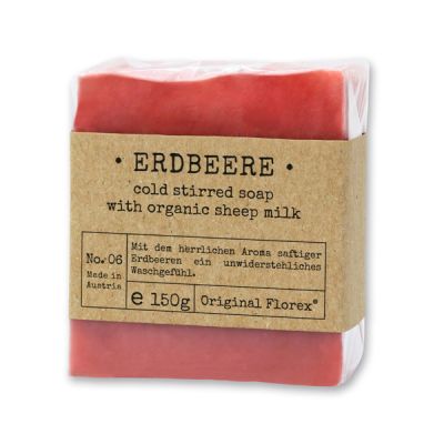 Kaltgerührte Schafmilchseife 150g in Cello "Pure Soaps", Erdbeere 