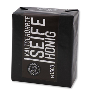 Cold-stirred sheep milk soap 150g "Black Edition" packed black, Honey 