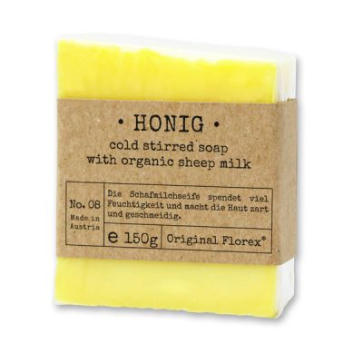 Cold-stirred sheep milk soap 150g packed in cello "Pure Soaps", Honey 