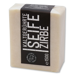 Cold-stirred sheep milk soap 150g "Black Edition" packed white, Swiss pine 