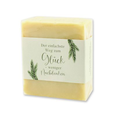 Kaltgerührte Schafmilchseife 150g in Cello "Der einfachste Weg zum Glück...", Zirbe 