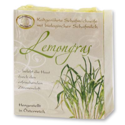 Cold-stirred sheep milk soap 150g with classic labelling, Lemongrass 