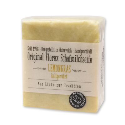 Cold-stirred sheep milk soap 150g in cello wrapped with transparent paper, Lemongrass 