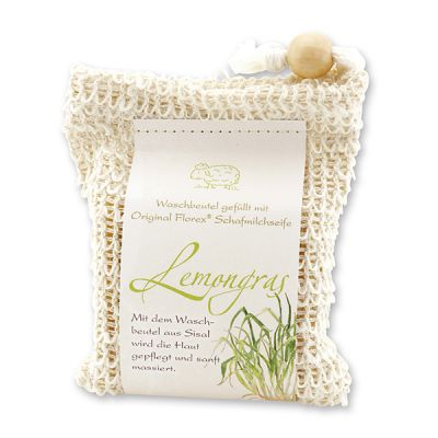 Cold-stirred sheep milk soap 150g classic packed in a soap holder, Lemongrass 