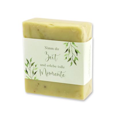 Cold-stirred sheep milk soap 150g in cello "Nimm dir Zeit...", Lemongrass 