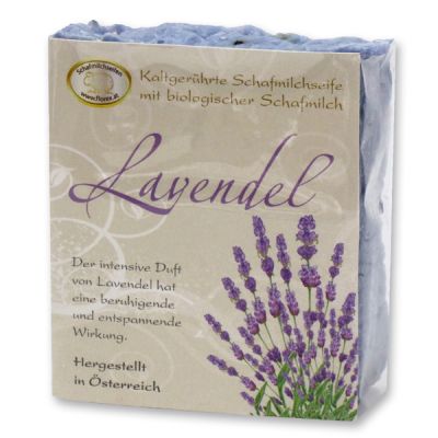 Kaltgerührte Schafmilchseife 150g klassisch verpackt, Lavendel 