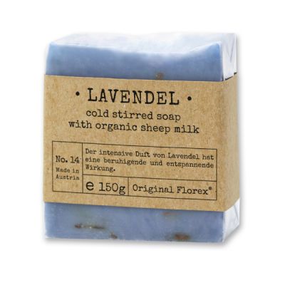 Cold-stirred sheep milk soap 150g packed in cello "Pure Soaps", Lavender 