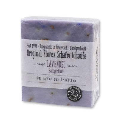 Cold-stirred sheep milk soap 150g in cello wrapped with transparent paper, Lavender 