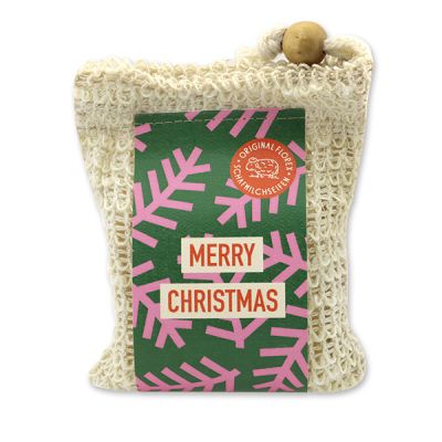 Handcrafted sheep milk soap 150g packed in a soap holder "Colourful Holidays motif 13", Christmas rose 