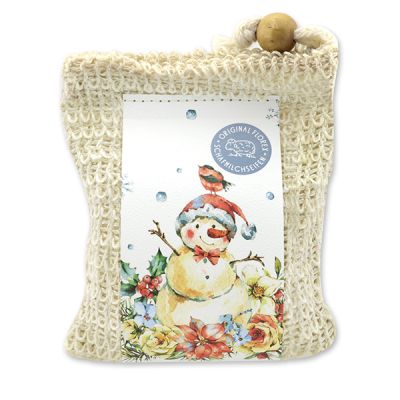 Handcrafted sheep milk soap 150g packed in a soap holder "Colourful Holidays motif 5", Christmas rose 