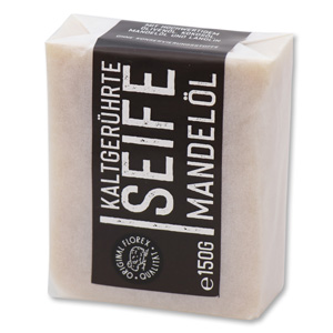 Cold-stirred sheep milk soap 150g "Black Edition" packed white, Almond oil 