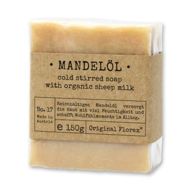 Cold-stirred sheep milk soap 150g packed in cello "Pure Soaps", Almond oil 