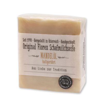 Cold-stirred sheep milk soap 150g in cello wrapped with transparent paper, Almond oil 