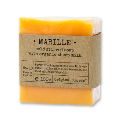 Cold-stirred sheep milk soap 150g packed in cello "Pure Soaps", Apricot 