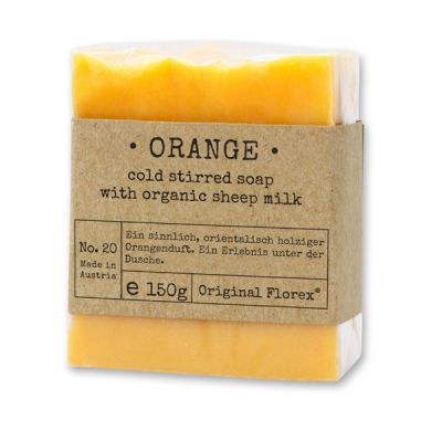 Cold-stirred sheep milk soap 150g packed in cello "Pure Soaps", Orange 