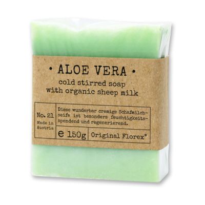 Cold-stirred sheep milk soap 150g packed in cello "Pure Soaps", Aloe vera 