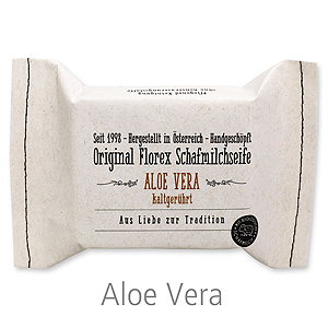 Kaltgerührte Seife 150g im genähten Papierbeutel, Aloe Vera 