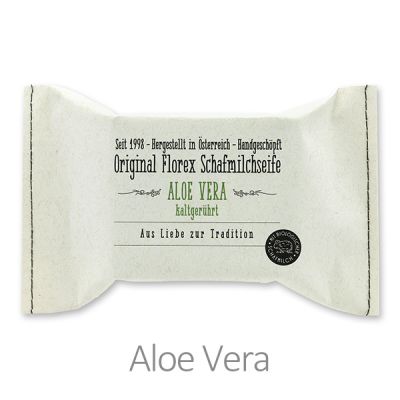 Cold-stirred sheep milk soap 150g packed in a stitched paper bag, Aloe vera 
