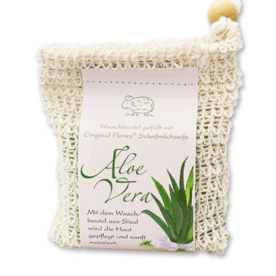 Kaltgerührte Schafmilchseife 150g klassisch im Waschbeutel, Aloe Vera 