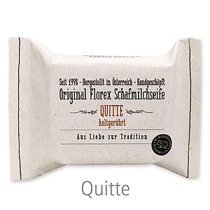 Cold-stirred sheep milk soap 150g packed in a stitched paper bag, Quince 
