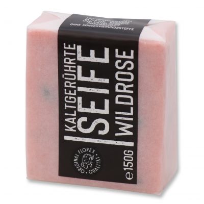 Cold-stirred sheep milk soap 150g "Black Edition", packed white, Wild rose 