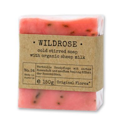 Cold-stirred sheep milk soap 150g packed in cello "Pure Soaps", Wild rose 