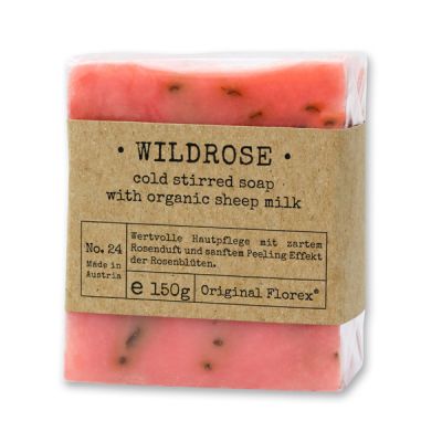 Kaltgerührte Schafmilchseife 150g in Cello "Pure Soaps", Wildrose 