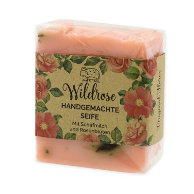 Cold-stirred sheep milk soap 150g in a cellophane "feel-good time", Wild rose 