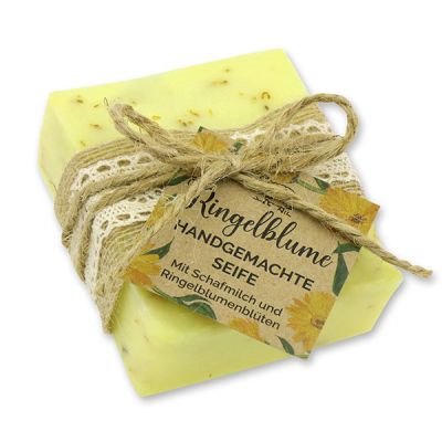 Cold-stirred sheep milk soap 150g decorated "feel-good time", Marigold 