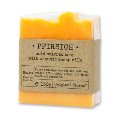 Cold-stirred sheep milk soap 150g packed in cello "Pure Soaps", Peach 